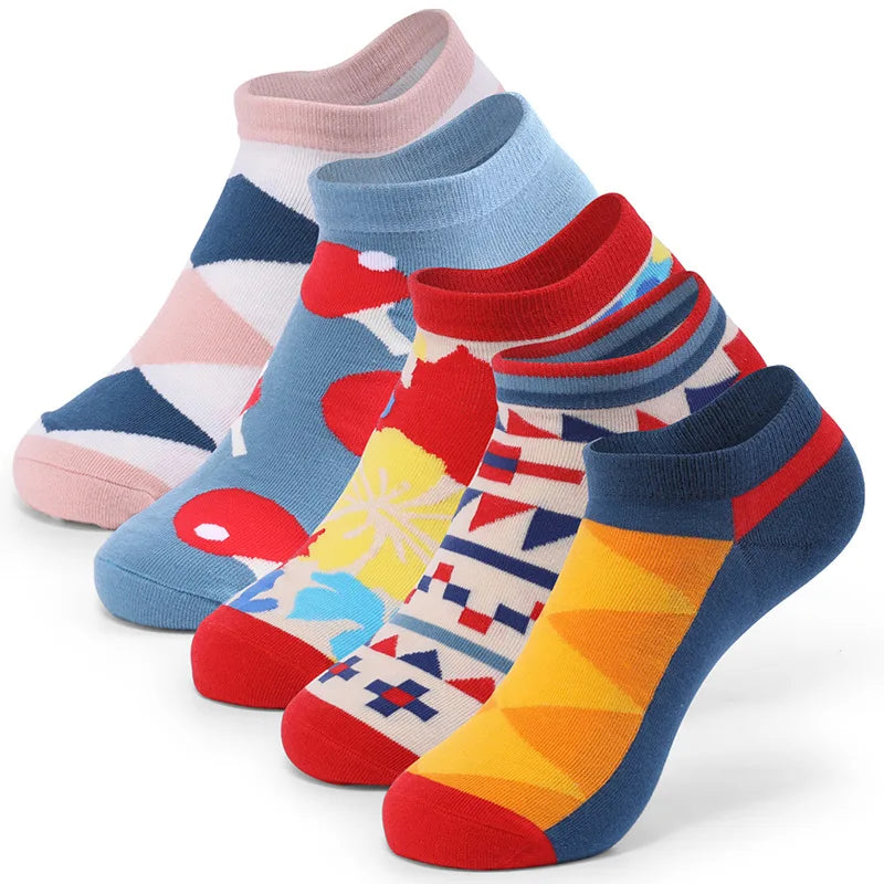 Men's Socks Cotton 5Pairs/lot High Quality Breathable Sweat-Absorbent Fashion Socks Shallow Mouth Boat Socks Spring Summer New
