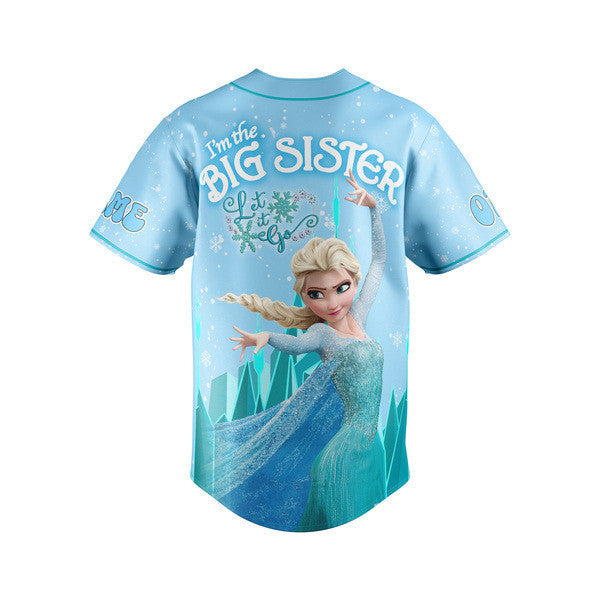 Frozen Elsa Big Sister Baseball Jersey - Perfect Gift For Kids! Sparkling Blue Design
